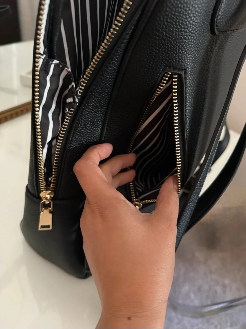 Black Faux Leather Backpack Purse - Sleek Everyday Bag